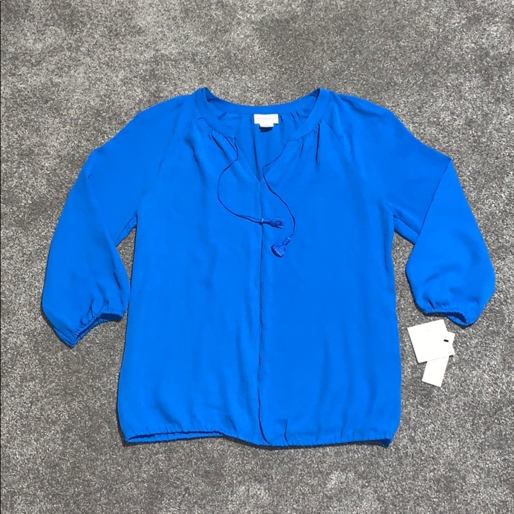 Liz Claiborne Blue Peasant Blouse Small